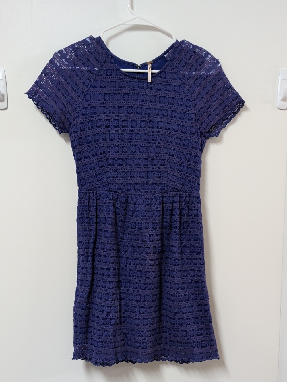 Free People Lace Overlay Short Sleeve Fit & Flare Mini Dress Size 0